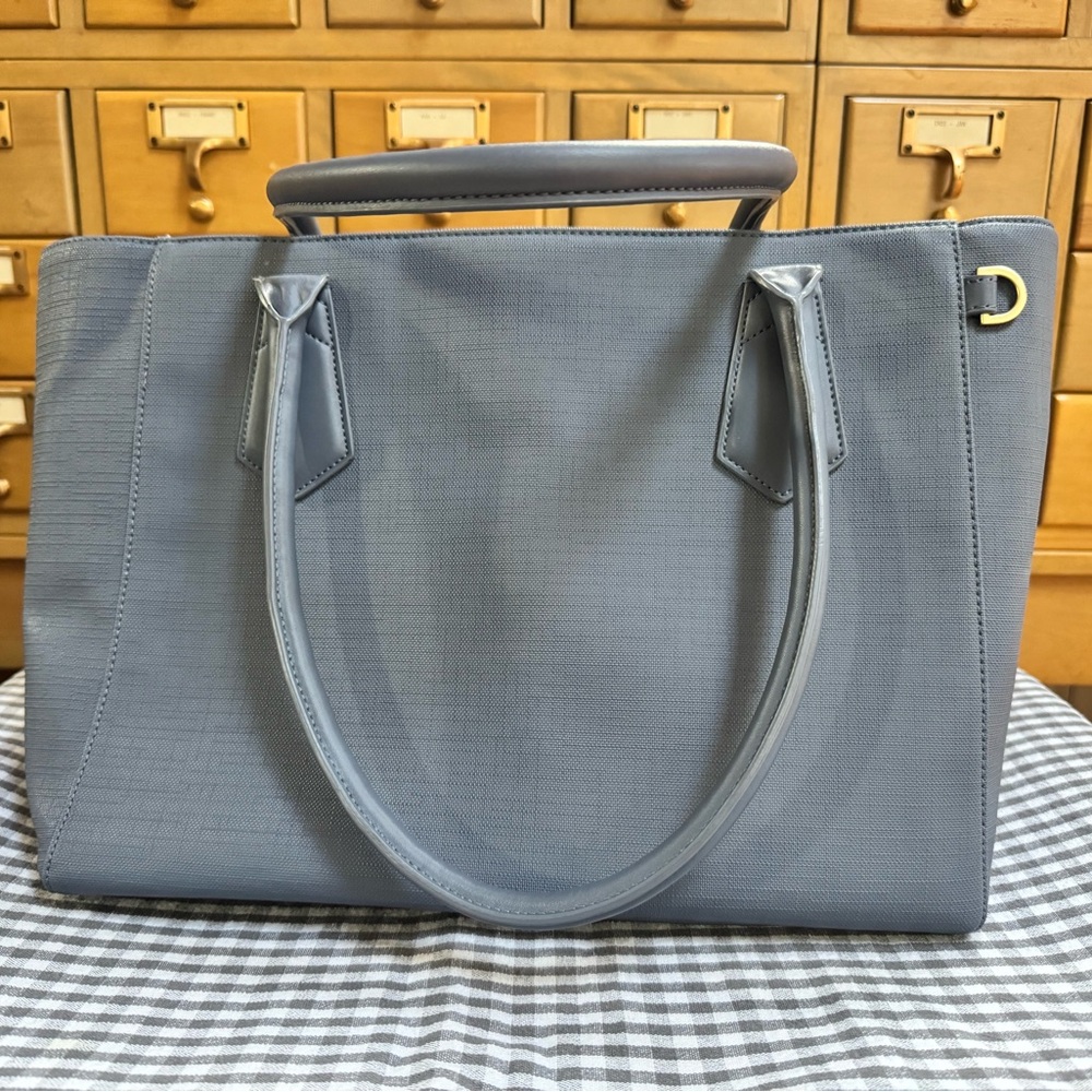 Dagne Dover Structured Tote Blue Gray – Work, Laptop, Travel, Minimalist Bag